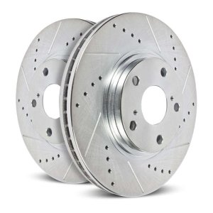 Jeep Renegade Brake Rotor (2) - Front - PowerStop - Evolution Drilled & Slotted - Silver - `15-`19