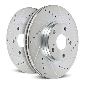 Jeep Renegade Brake Rotor (2) - Front - PowerStop - Evolution Drilled & Slotted - Silver - `15-`19