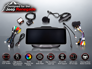 Jeep Renegade Radio Head Unit Upgrade System w/ install Kit - Widescreen Design - T2