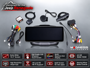 Jeep Renegade Radio Head Unit Upgrade System w/ install Kit - Widescreen Design - T4 Jeep Renegade Radio Head Unit Upgrade System w/ install Kit - Widescreen Design - T4