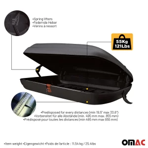 Roof Rack Cargo Box - 11.3 Cubic Feet - Dual Side Opening - Carbon Fiber Texture