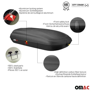 Roof Rack Cargo Box - 11.3 Cubic Feet - Dual Side Opening - Carbon Fiber Texture
