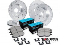 Jeep Renegade Brake Kit - Front + Rear - R1 Concepts - Ceramic Brake Pads - eLINE Drilled + Slotted Rotors