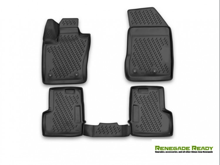 Jeep Renegade All Weather Floor Mats - Front & Rear - Rubber - Black 