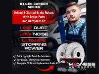 Jeep Renegade Brake Kit - Rear - R1 Concepts - Optimum OEp Brake Pads - GEO-Carbon Drilled + Slotted Rotors