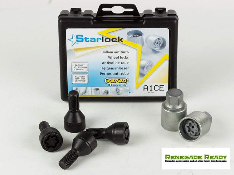 Jeep Renegade Wheel Locks - Farad - Black - Starlock 