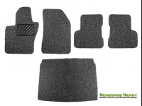 Jeep Renegade All Weather Floor Mats + Cargo Mat - Set of 5 - Rubber Woven Carpet - Black + Grey 