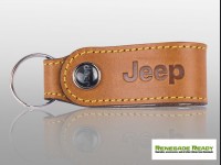 Jeep Keychain - Brown Leather Band w/ Embossed Jeep Logo